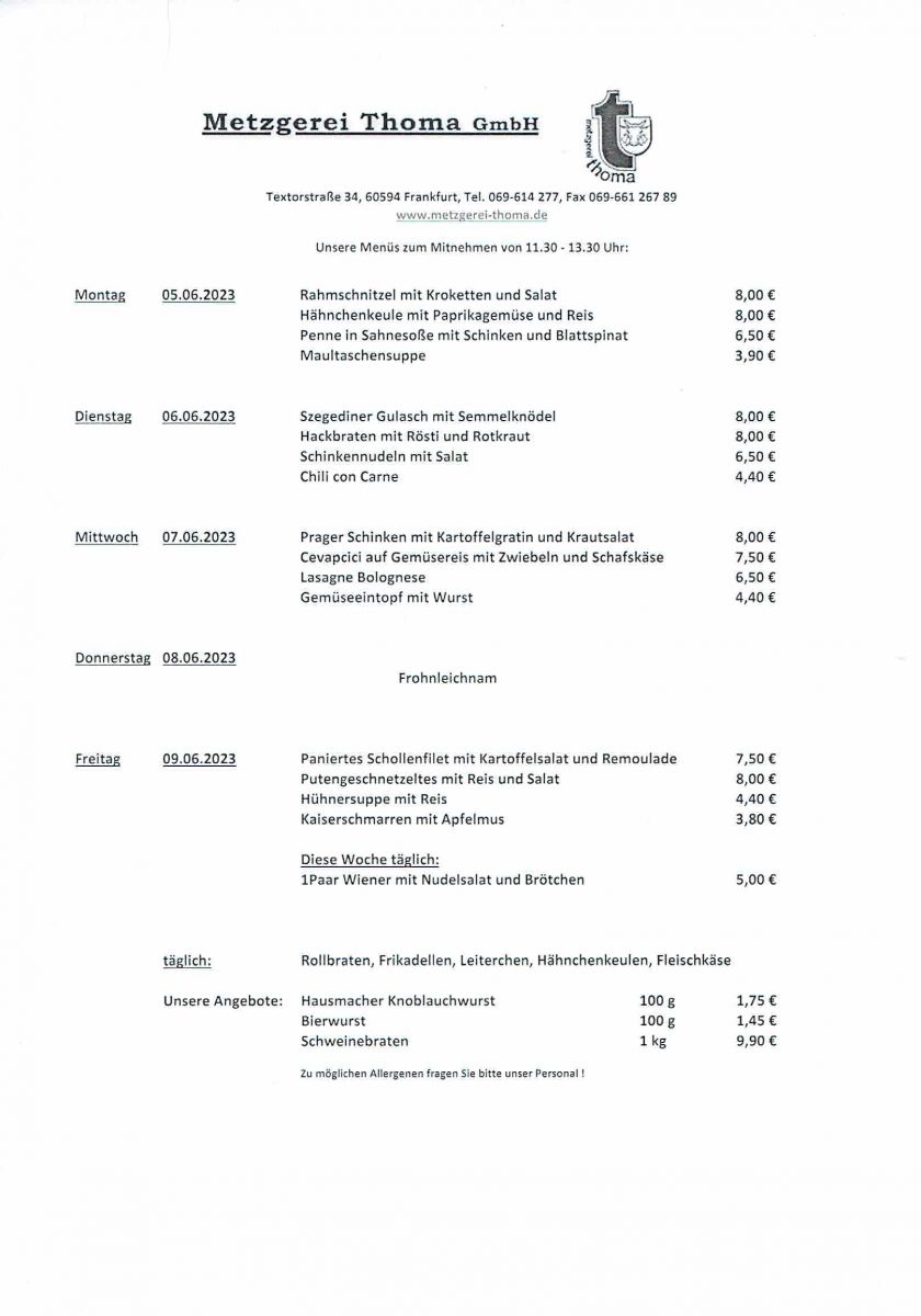 Metzgerei Thoma Fleischerei, Partyservice & Catering, Frankfurt am
